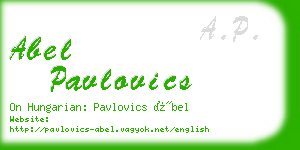 abel pavlovics business card